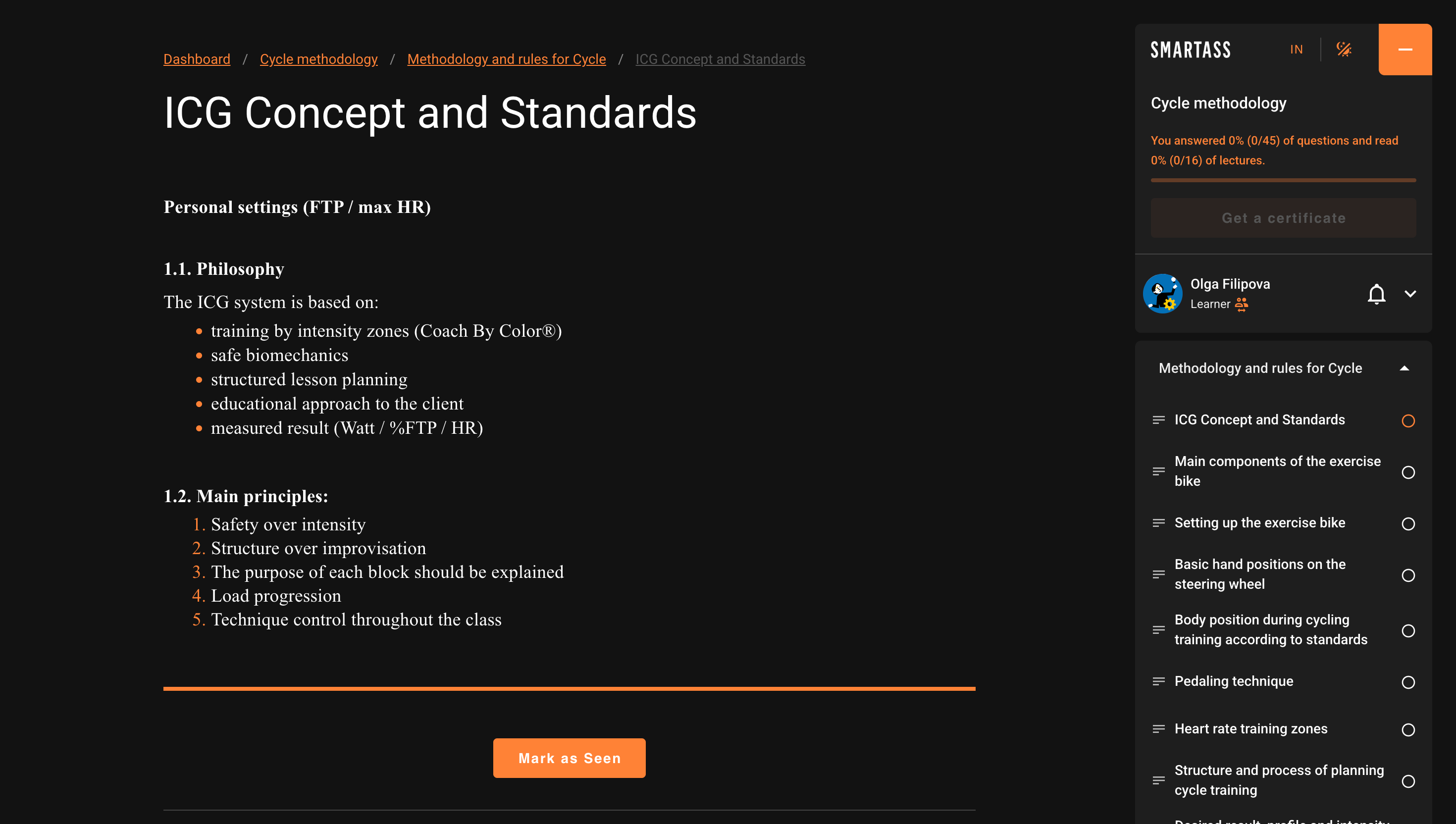 Smartass Cycle training course on Workademy